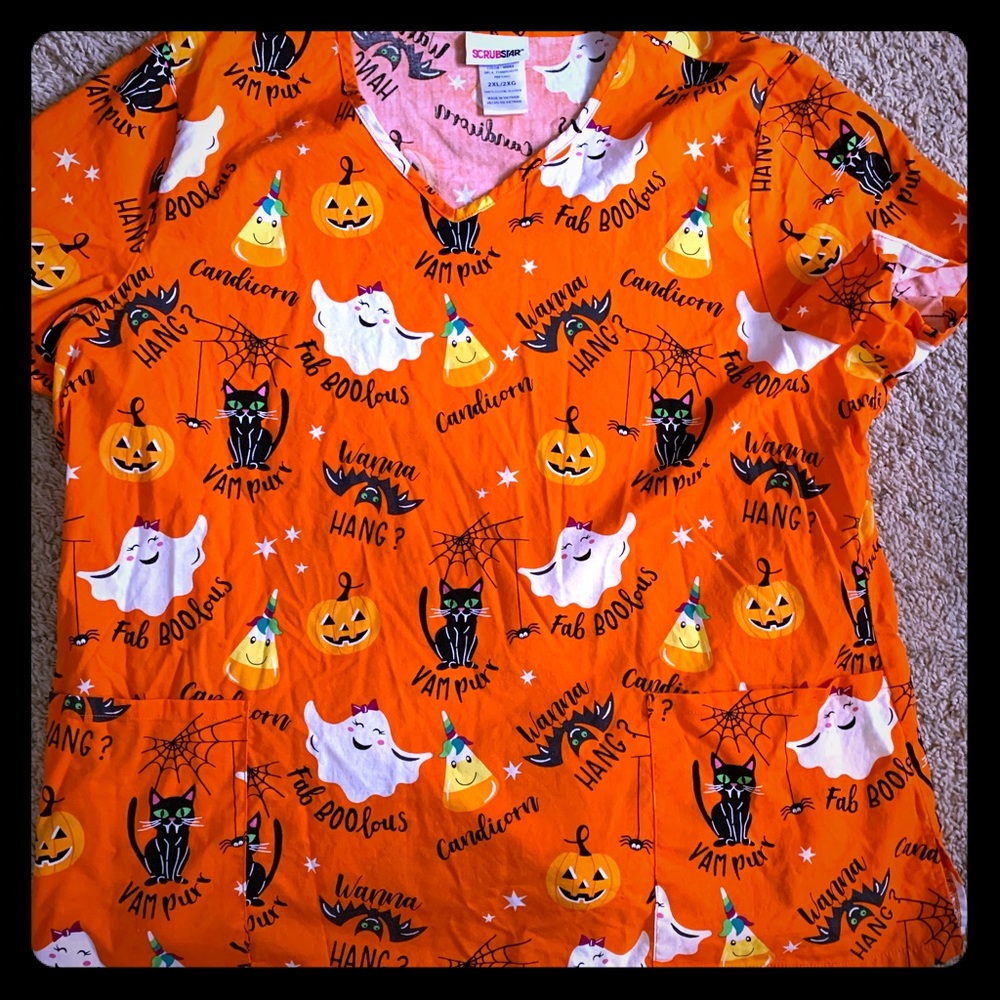 Women's Halloween scrub top